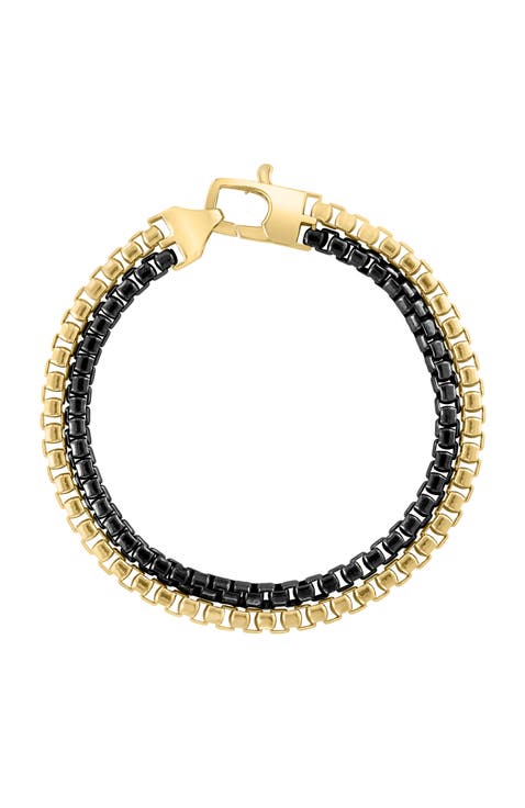Two-Tone Multi-Row Chain Bracelet in Sterling Silver