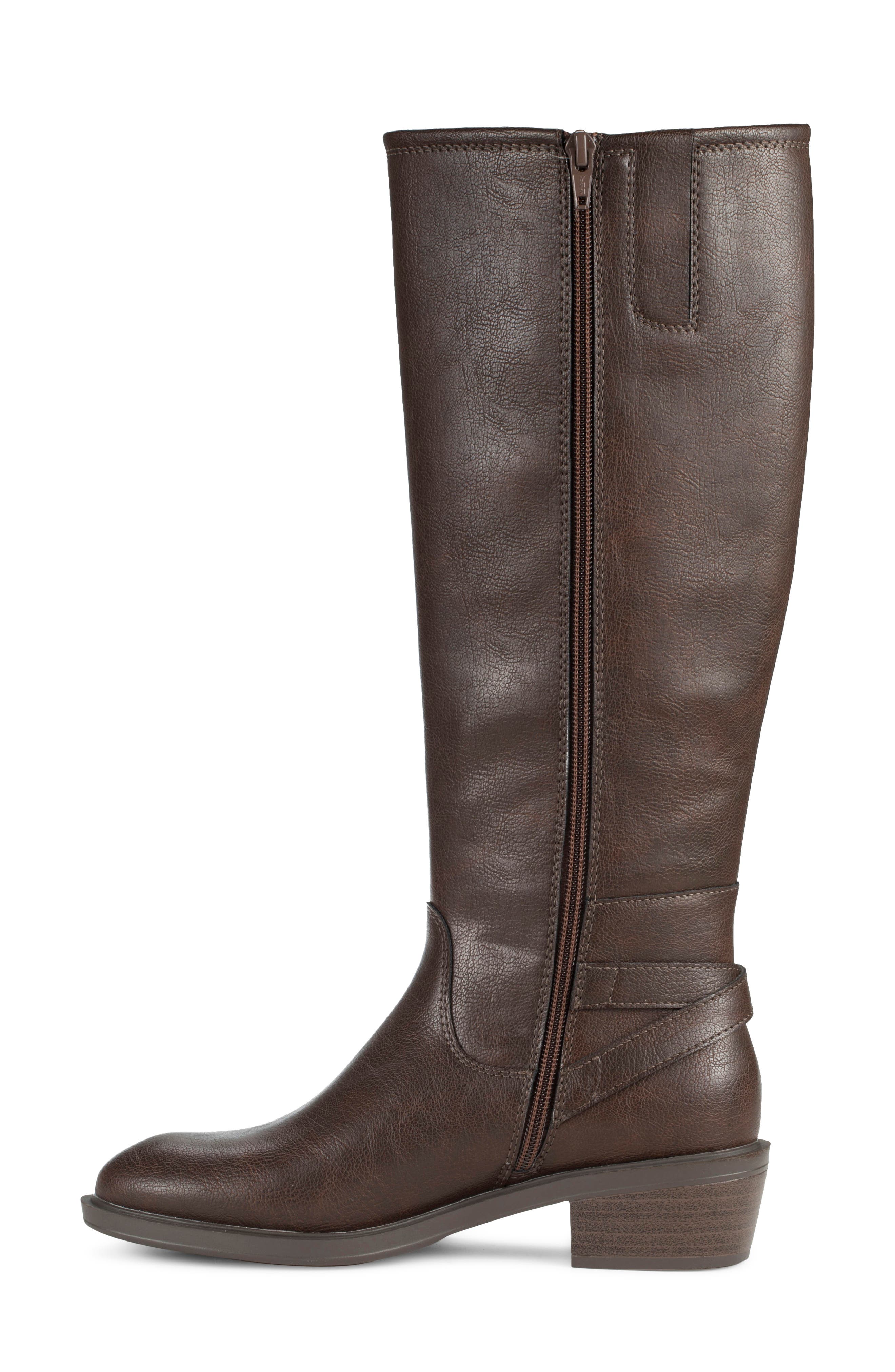 Natara Faux Leather Riding Boot, Alternate, color, DARK BROWN