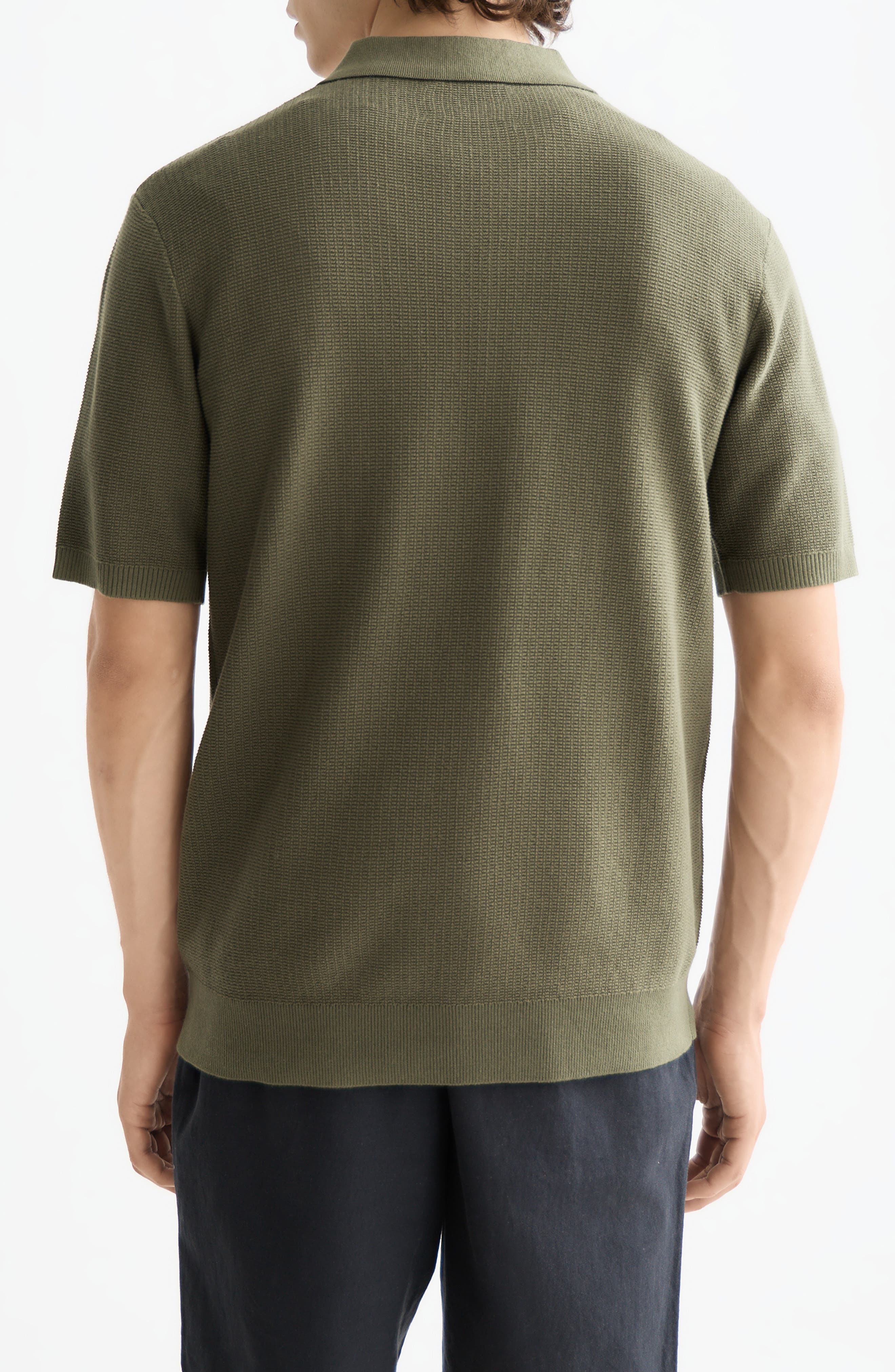 Structured Knit Cotton Polo - image 2