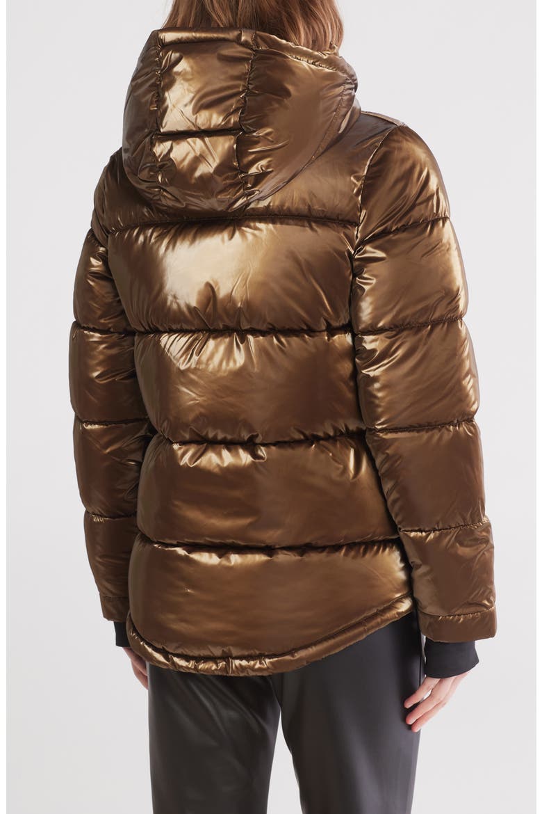 Hooded Short Puffer Jacket, Alternate, color, LIQUID BRASS