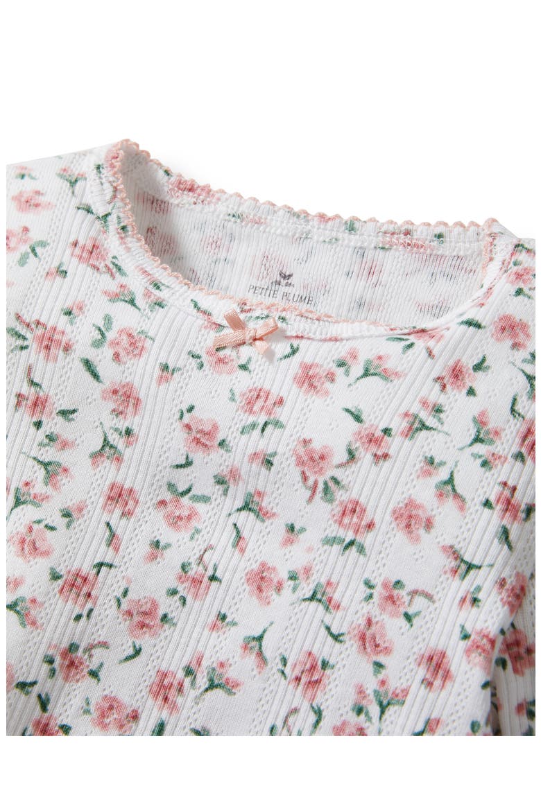 Pink Floral Pointelle Fitted Two-Piece Pajama Set, Alternate, color, PINK