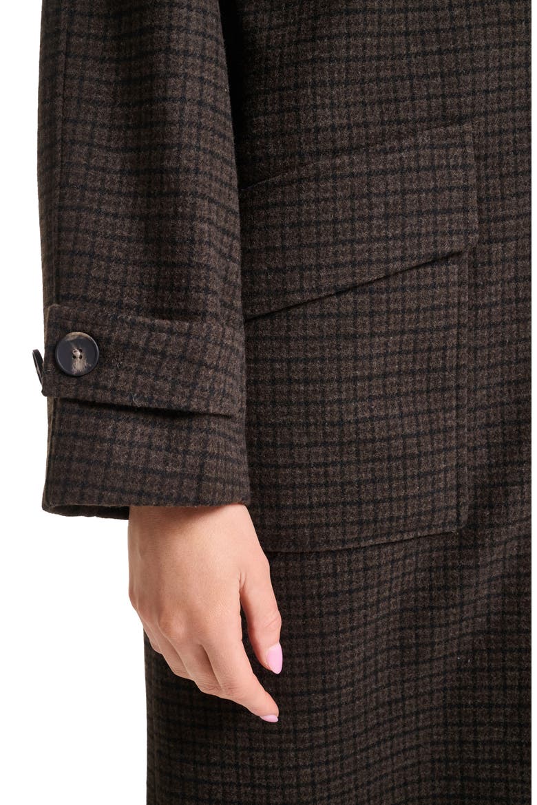 Wool Blend Mac Coat with Detachable Hood, Alternate, color, BROWN CHECK