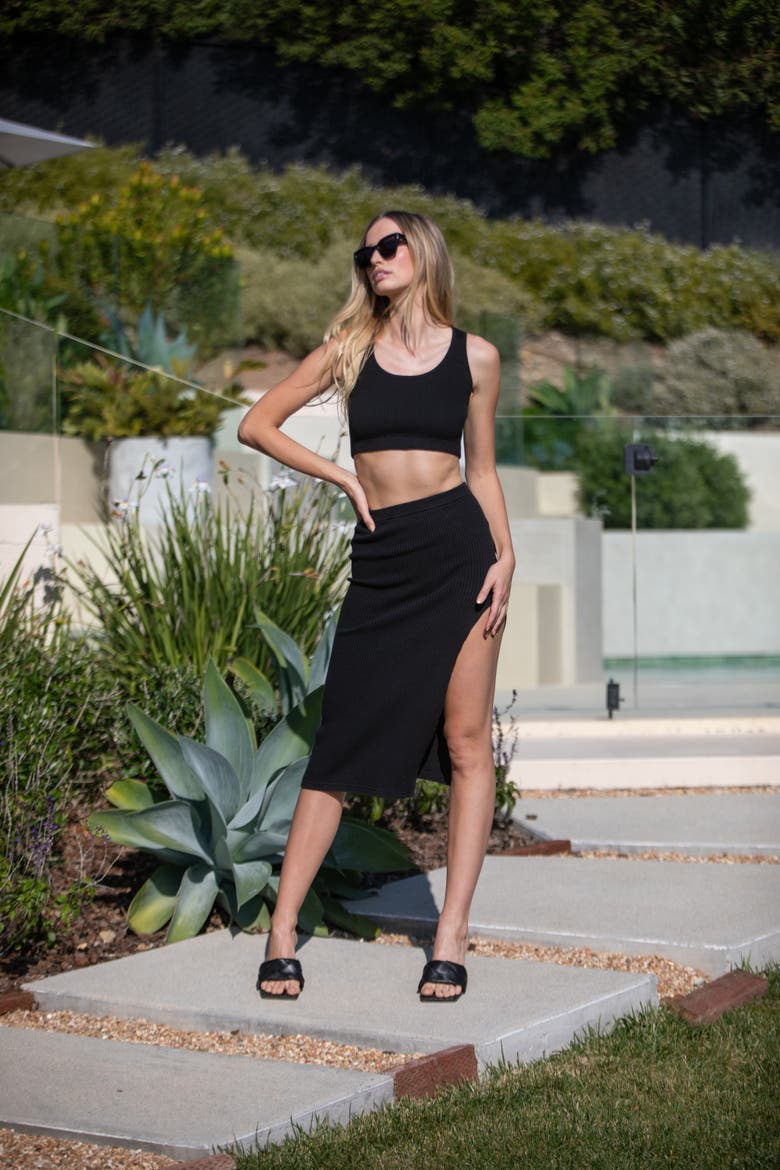 Bardot Cropped Tank, Alternate, color, Black