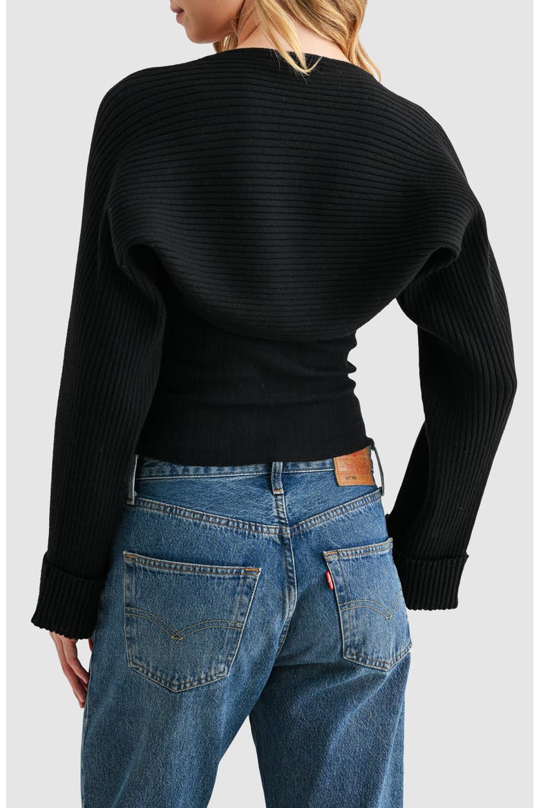 Rib Knit Bolero, Alternate, color, BLACK