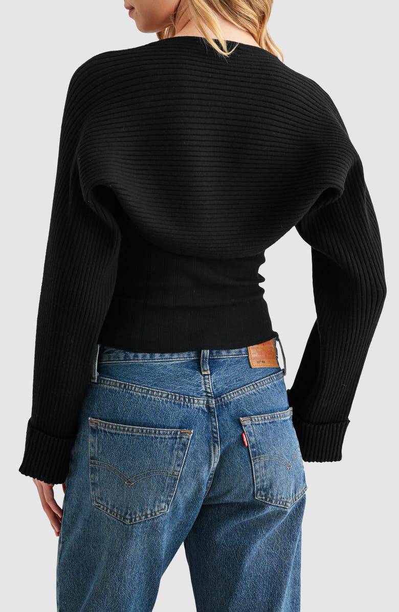 All in Favor Rib Knit Bolero, Alternate, color, Black
