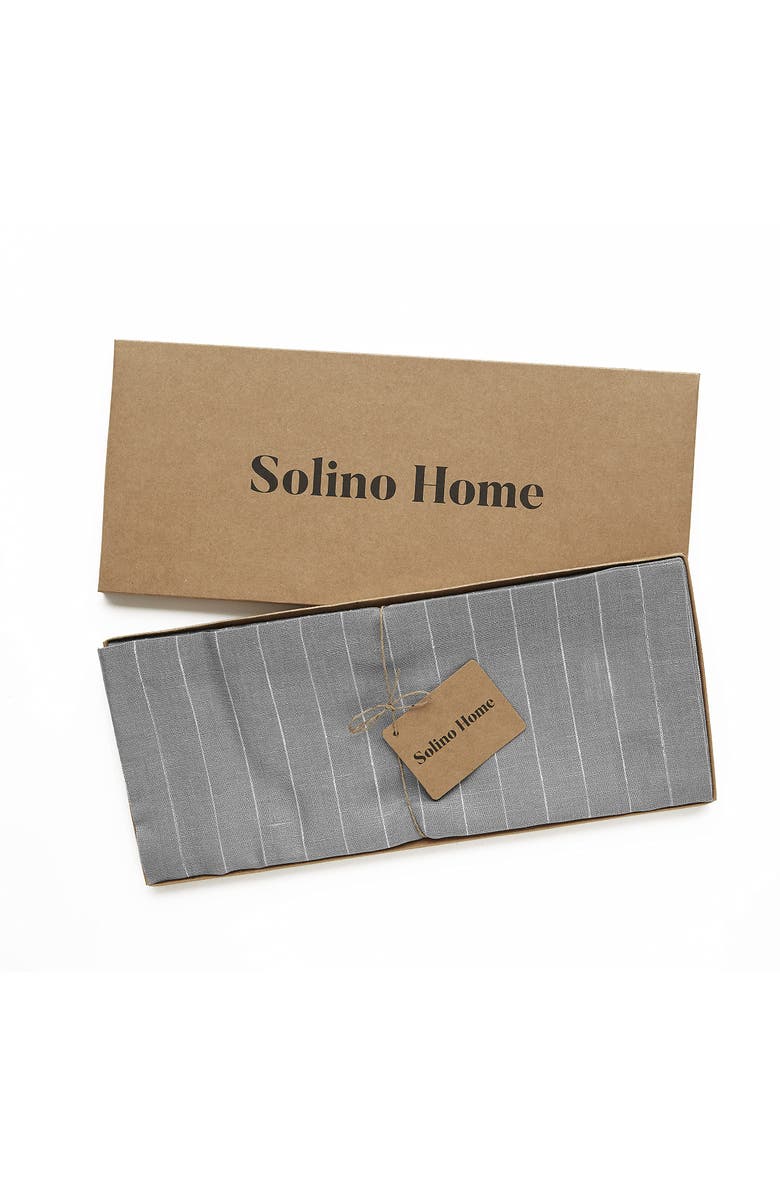 Solino Home Linen Table Runner - Pinstripe, Alternate, color, Grey And White