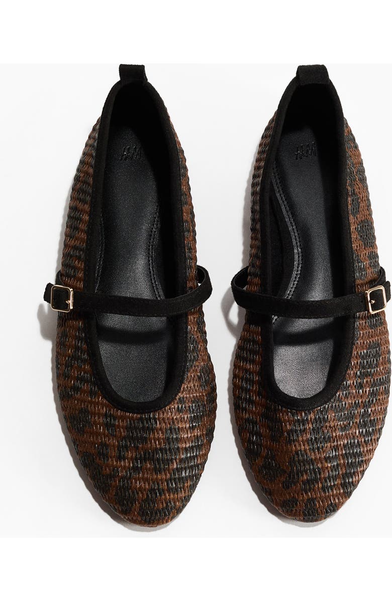 H&M Straw Mary Janes, Main, color, Dark Brown/Leopard Print