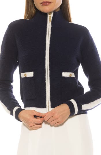 Alexia Admor Dewey Knit Jacket In Navy