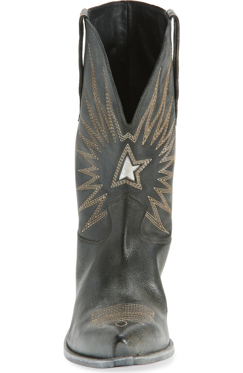 Golden Goose Wish Star Short Western Boot, Alternate, color, Black/ Ecru/ Silver