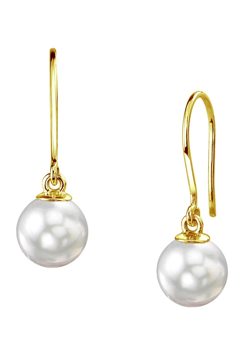 White South Sea Pearl Linda Dangling Earrings, Main, color, Yellow Gold