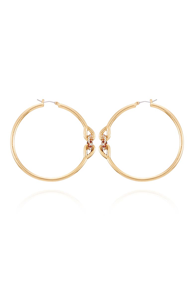 62mm Crystal Link Hoop Earrings, Alternate, color, GOLD TONE
