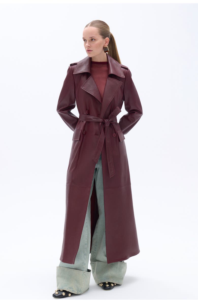 Nocturne Faux Leather Trench Coat, Alternate, color, 