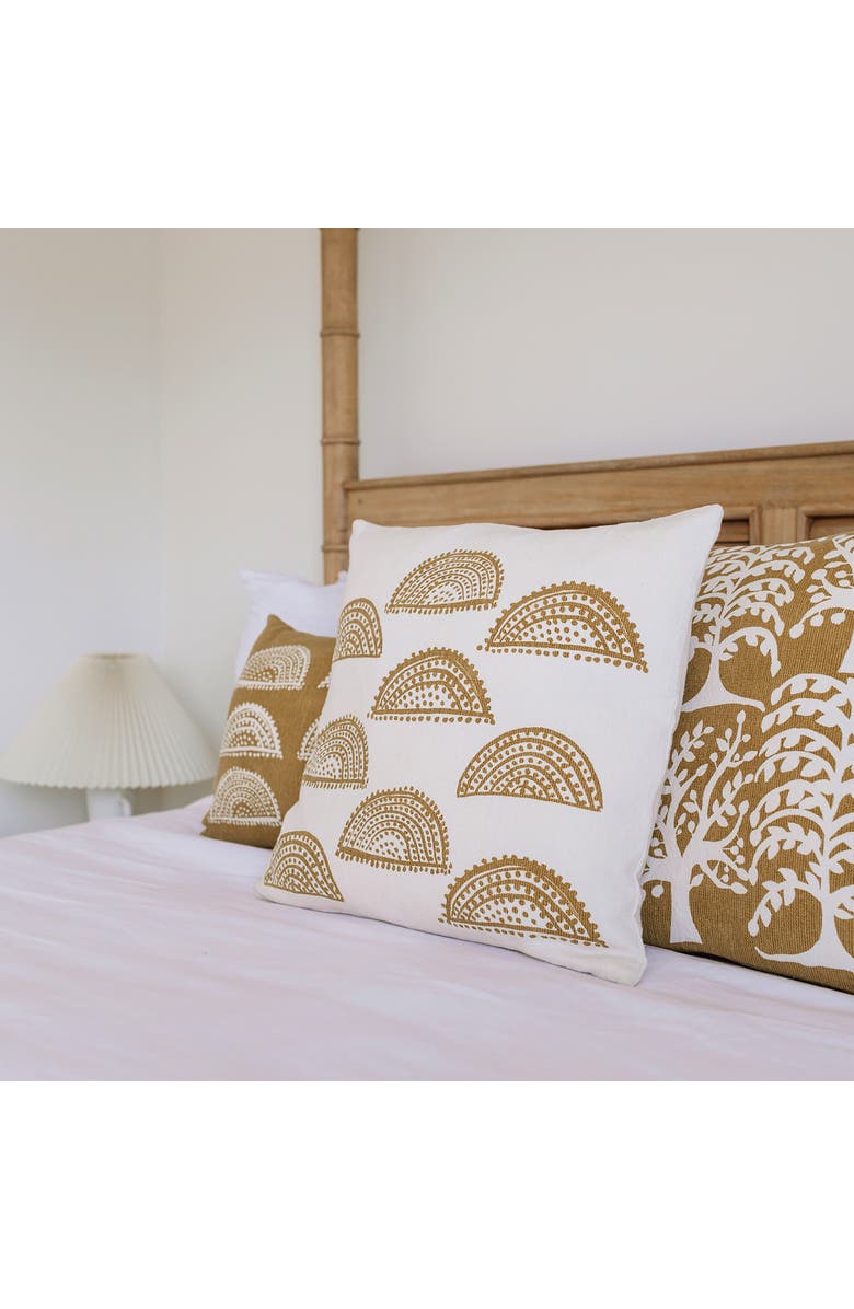 Naki & Ssam Sunlit Splendor petite sunburst print square pillow, Alternate, color, Beige