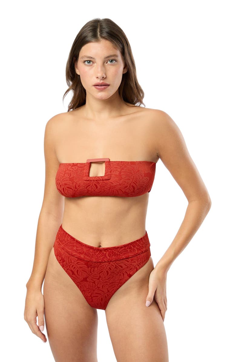 Onia Poppy Bikini Top, Alternate, color, Dark Red