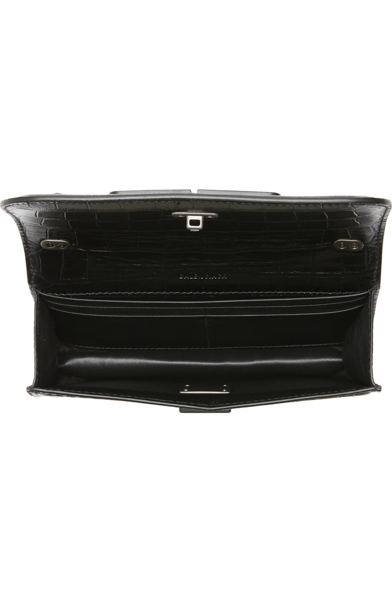 Balenciaga Gossip BB Logo Croc Embossed Leather Shoulder Bag, Alternate, color,