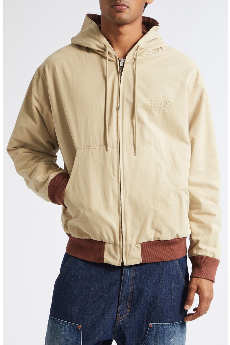 Line 6 Logo Zip Hoodie, Alternate, color, BEIGE/ LIGHT BROWN