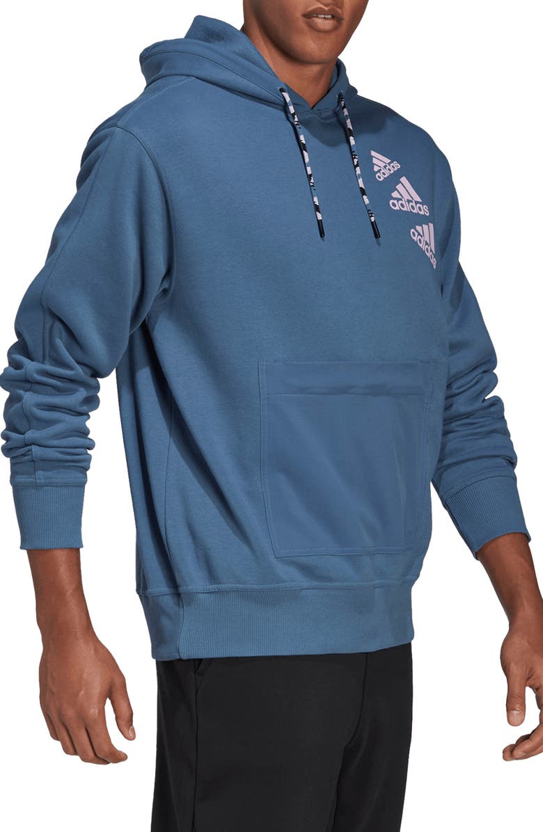 adidas UNITEFIT Q4 Kangaroo Zip Pocket Recycled Polyester Blend Hoodie, Alternate, color, 
