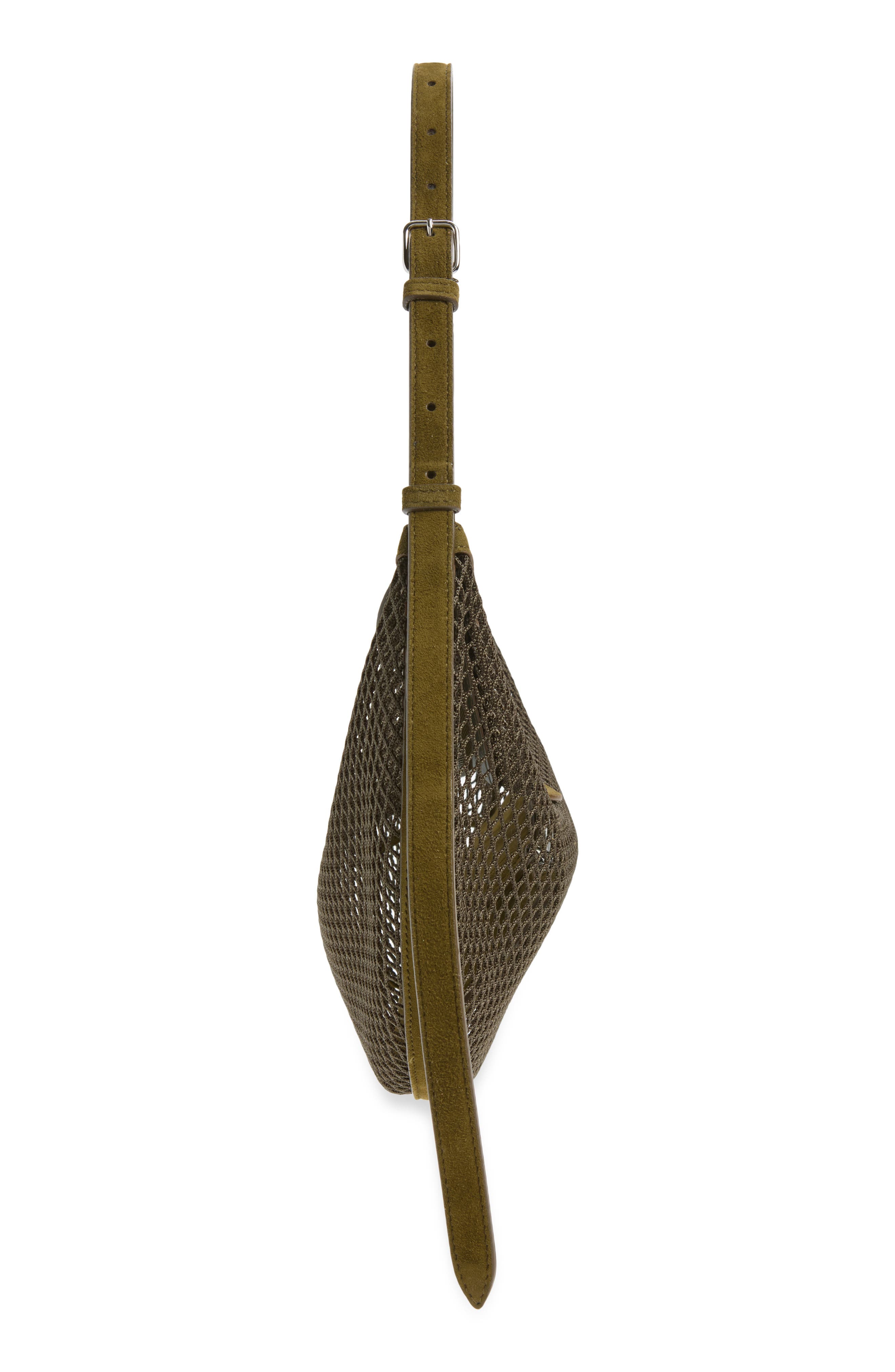 One Piece Demi Lune Fishnet & Suede, Alternate, color, VERT CAMOUFLAGE U21