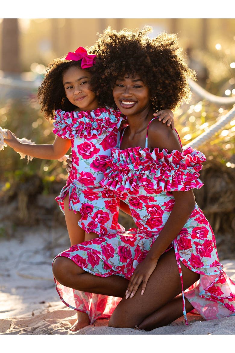 Rose Ruffle One Piece Swimsuit, Alternate, color, Pink