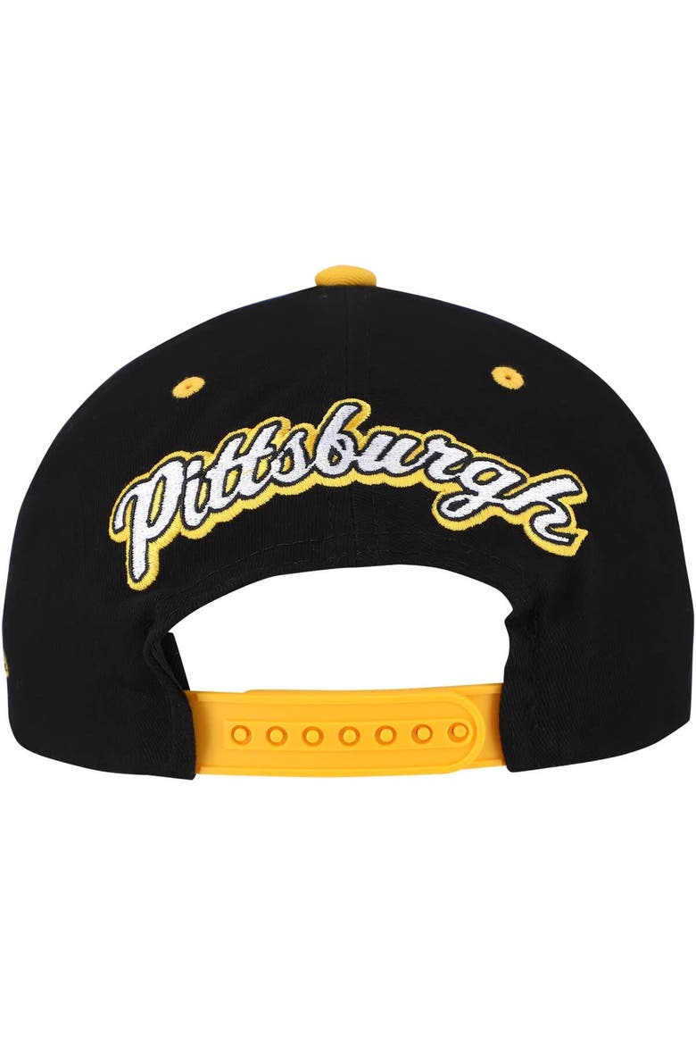 Men's Mitchell & Ness Black/Gold Pittsburgh Penguins Backside Script Two-Tone Pro Crown Adjustable Hat, Alternate, color, Black