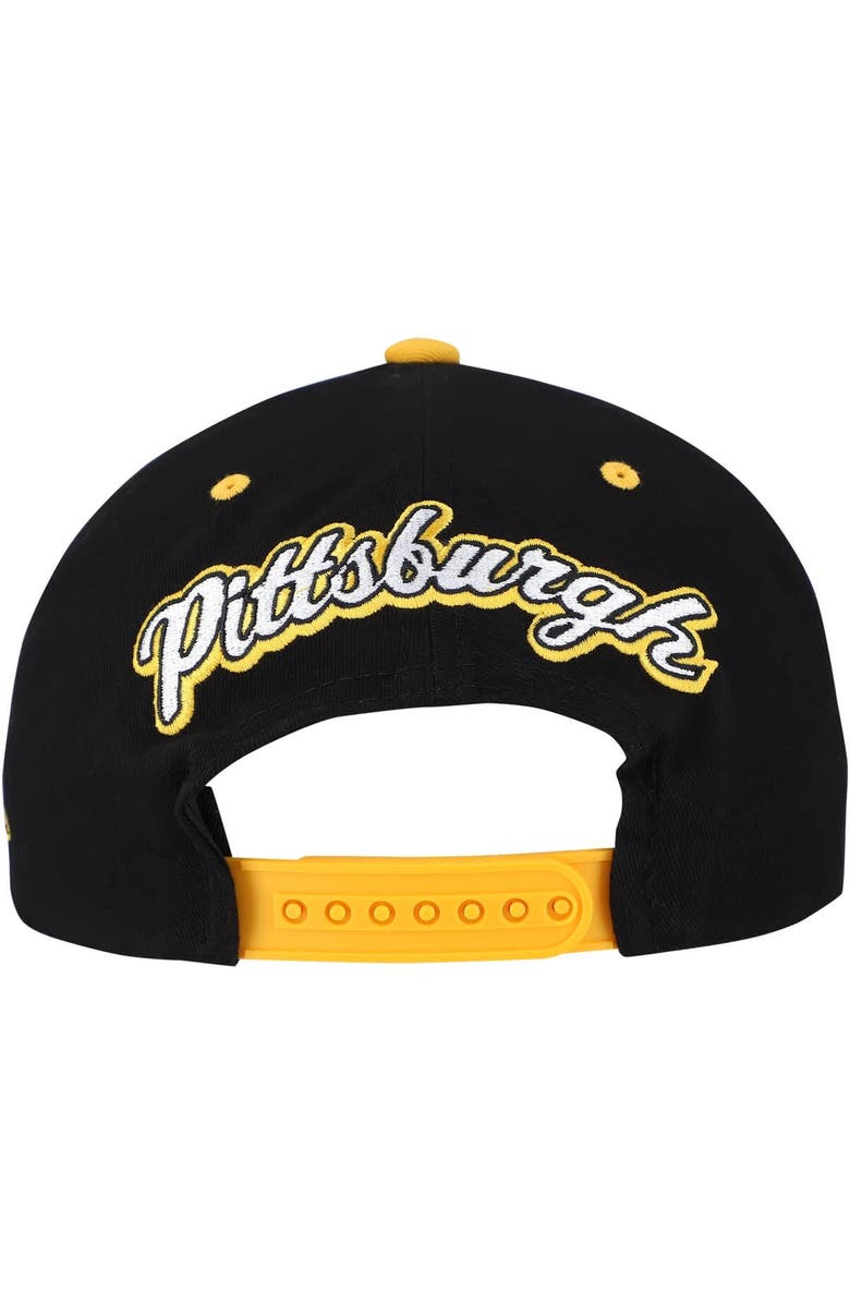 Mitchell & Ness Men's Mitchell & Ness Black/Gold Pittsburgh Penguins Backside Script Two-Tone Pro Crown Adjustable Hat, Alternate, color, Black