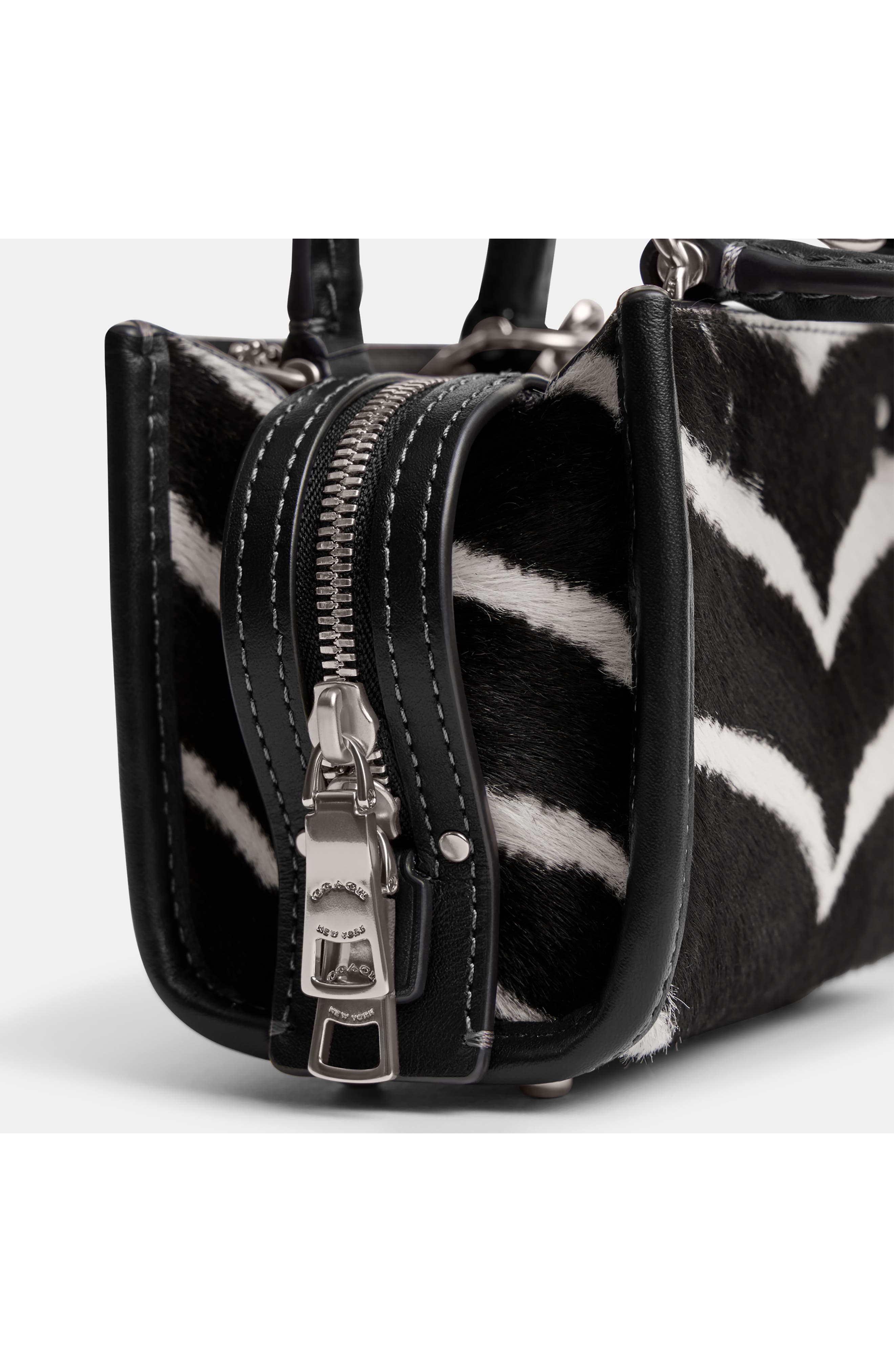 COACH Rogue Zebra Print Genuine Calf Hair Crossbody Bag, Alternate, color, 