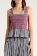 Damson Madder Ami Smocked Organic Cotton Peplum Camisole