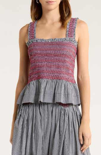 Damson Madder Ami Smocked Organic Cotton Peplum Camisole