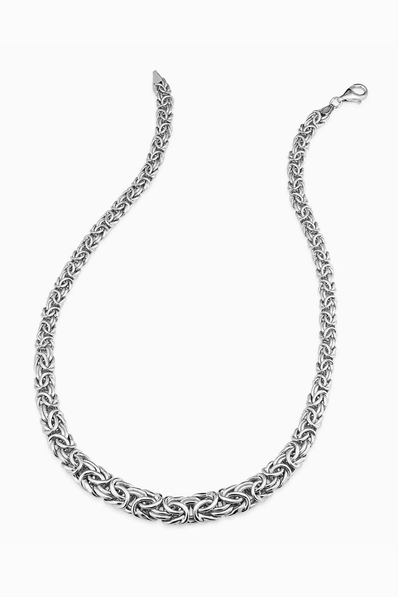 Sterling Silver Byzantine Artisan Graduated Necklace, Alternate, color, Silver