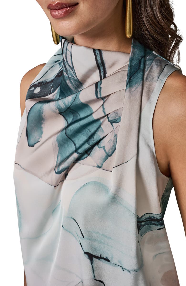 Donna Karan New York Abstract Print Drape Shoulder Tank, Alternate, color, Skylight Multi