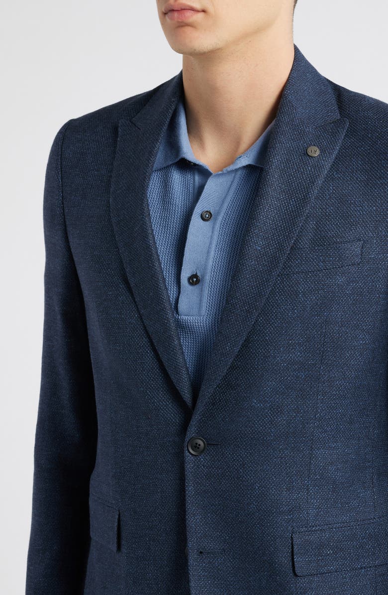 AllSaints Rawdon Slim Fit Stretch Wool & Linen Sport Coat, Alternate, color, Navy
