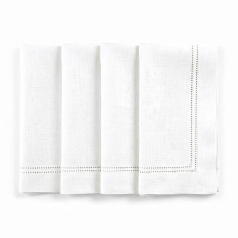Linen Dinner Napkins Set of 4, 20" x 20", Maison Washed Hemstitch