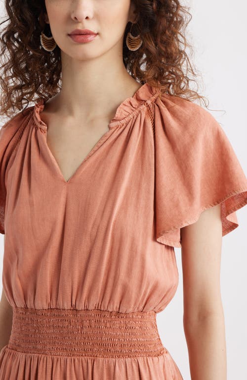 Shop Treasure & Bond Ladder Stitch Accent Linen Blend Tiered Minidress