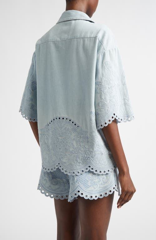Zimmermann Daylight Embroidered Denim Shirt In Blue