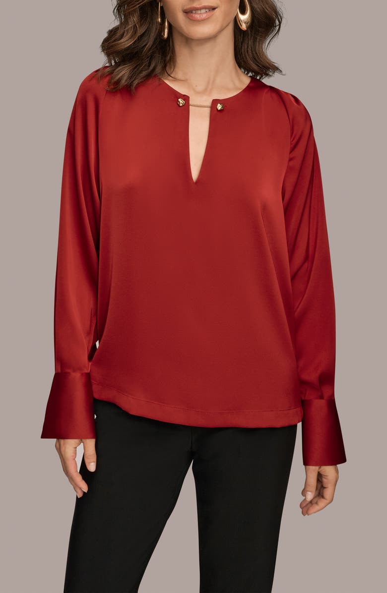 Donna Karan New York Chain Satin Top, Main, color, Metropolitan Red