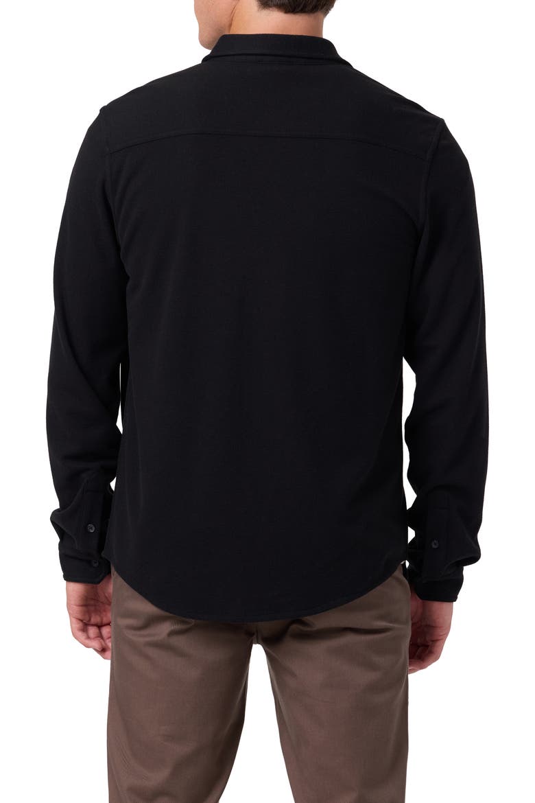 Sutton Solid Stretch Flannel Button-Up Shirt, Alternate, color, BLACK