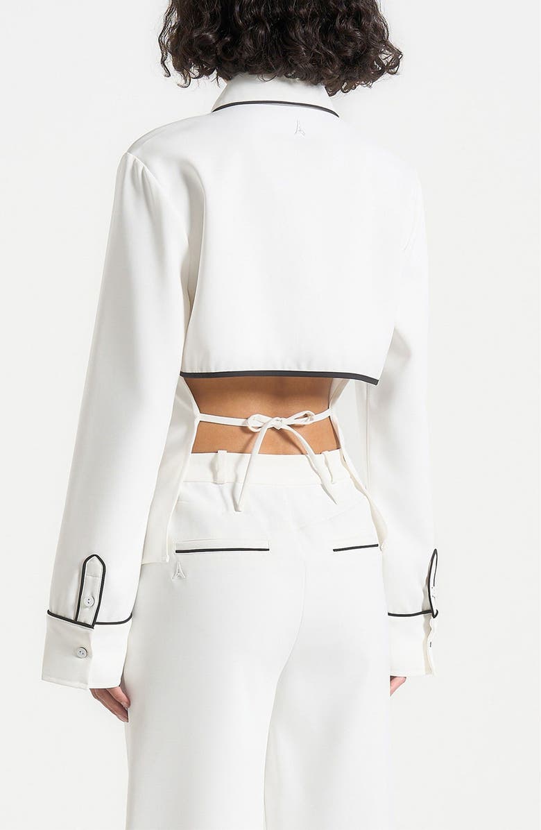 Manière De Voir Contrast Piped Backless Tie Shirt, Alternate, color,