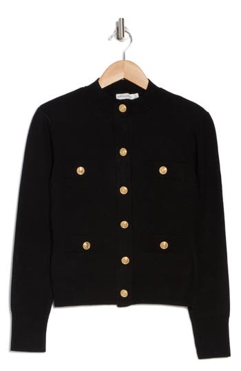 Shop Avec Les Filles Fitted Cardigan Sweater In Black