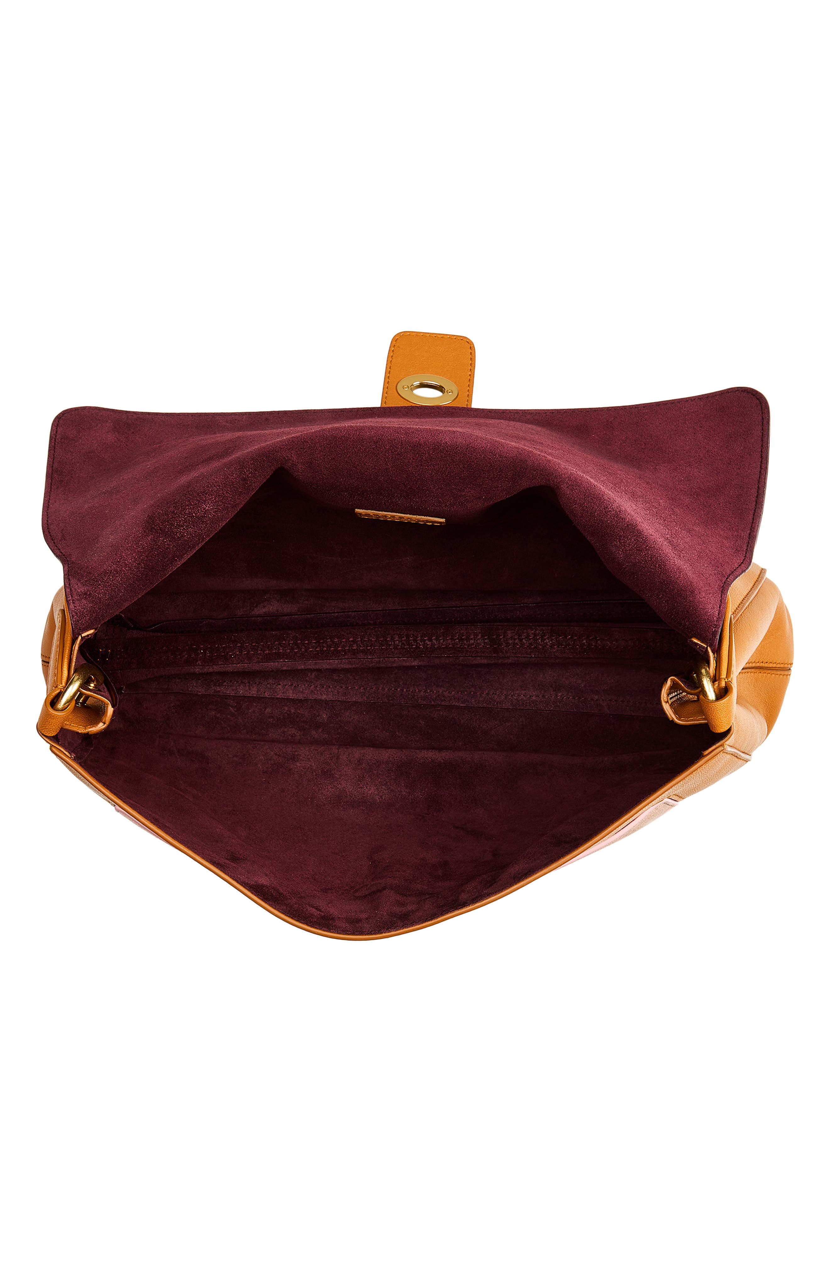 Burberry Medium Rider Colorblock Leather Top Handle Bag, Alternate, color, Vineyard/ Pink/ Brown