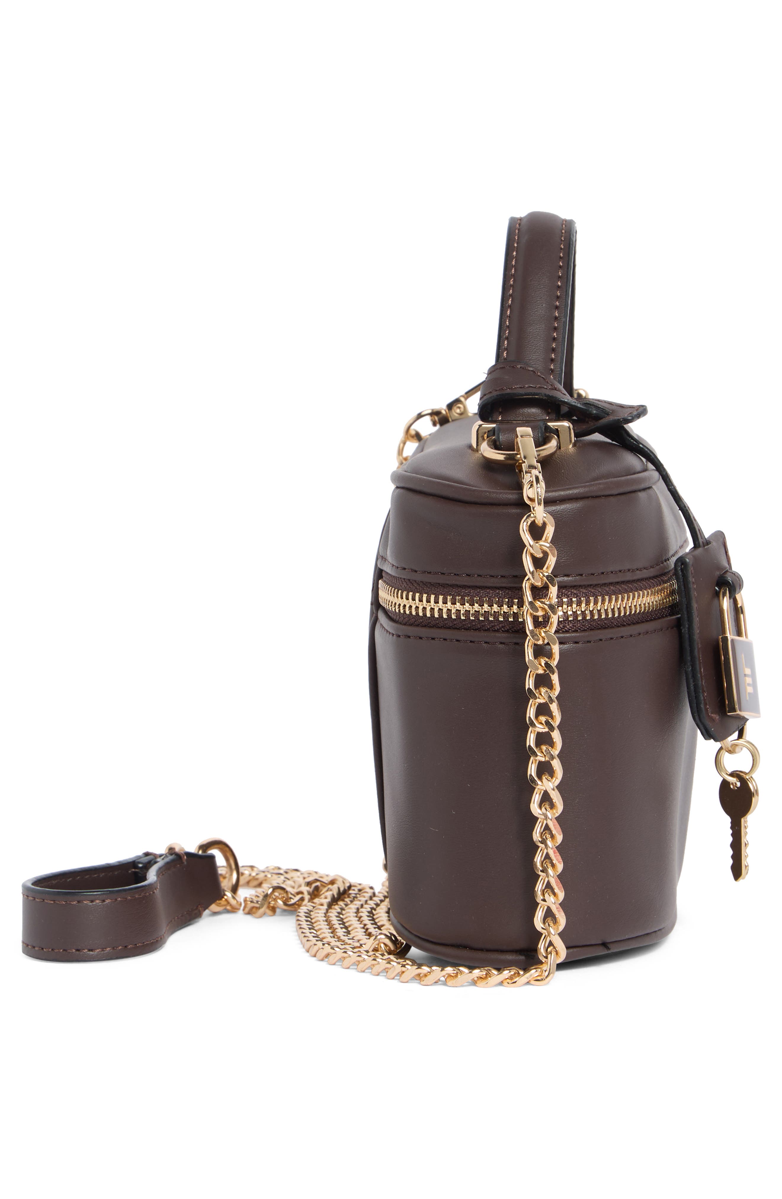 Faux Leather Vanity Bag, Alternate, color, CHOCOLATE