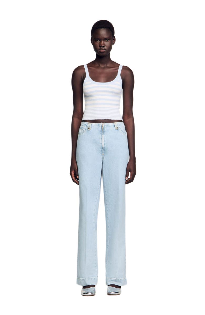 SANDRO Faded wide-leg jeans, Alternate, color, Blue Jean