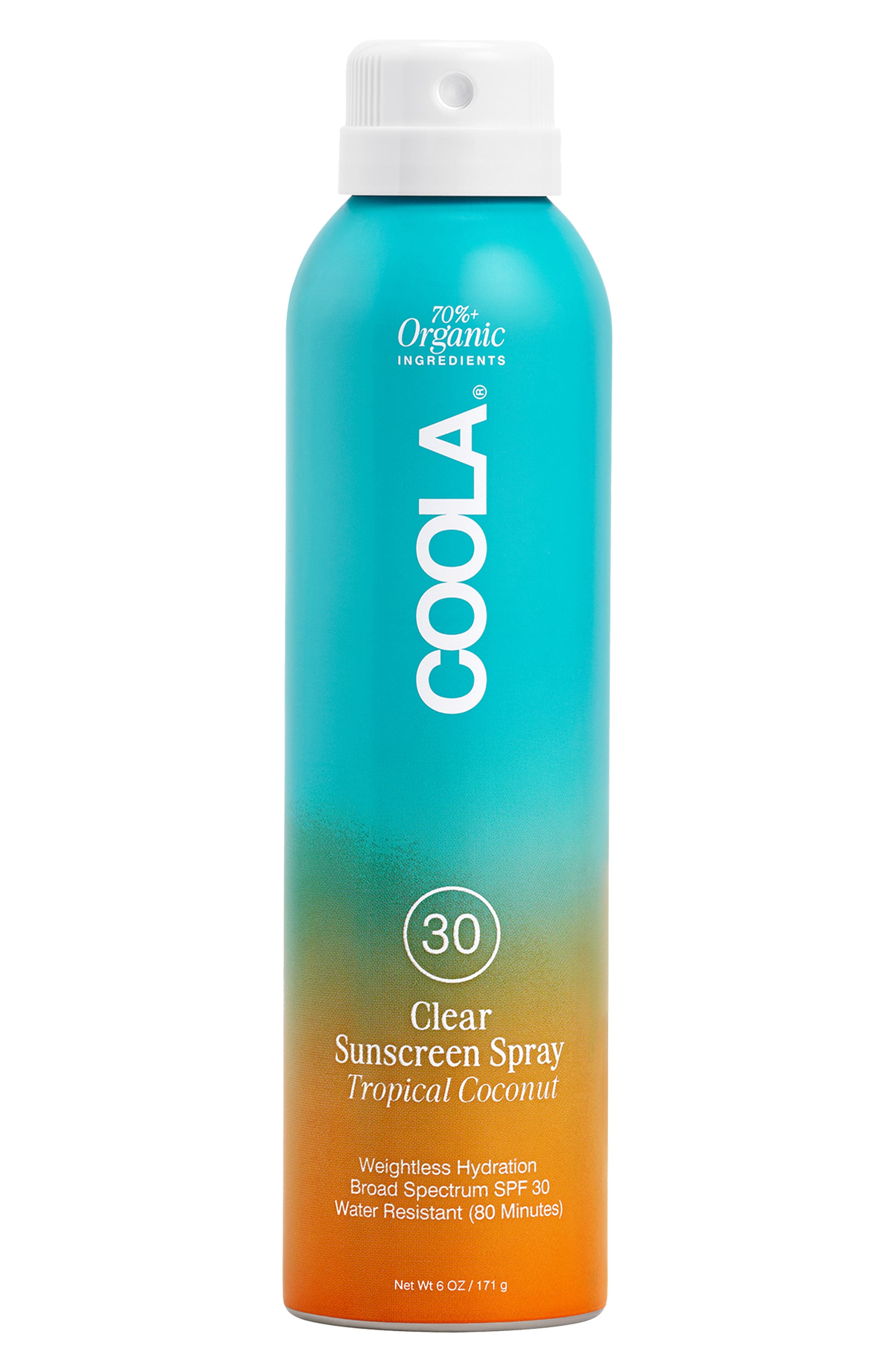COOLA® Suncare Sport Sunscreen Spray Broad Spectrum SPF 30 in Tropical Coconut at Nordstrom, Size 6 Oz