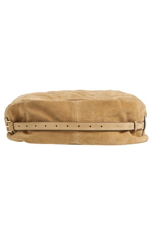 Moschino Handle Me Suede Hobo Bag In Beige