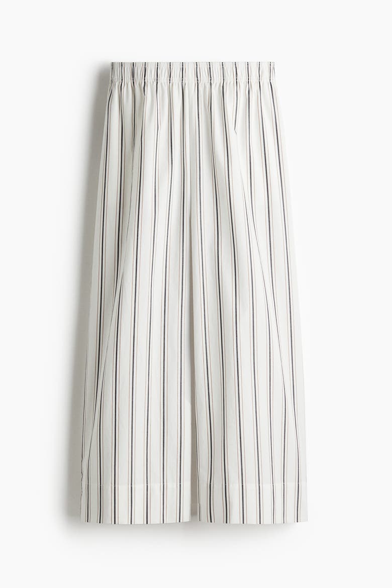 Ankle-length Cotton Trousers, Main, color, White/striped