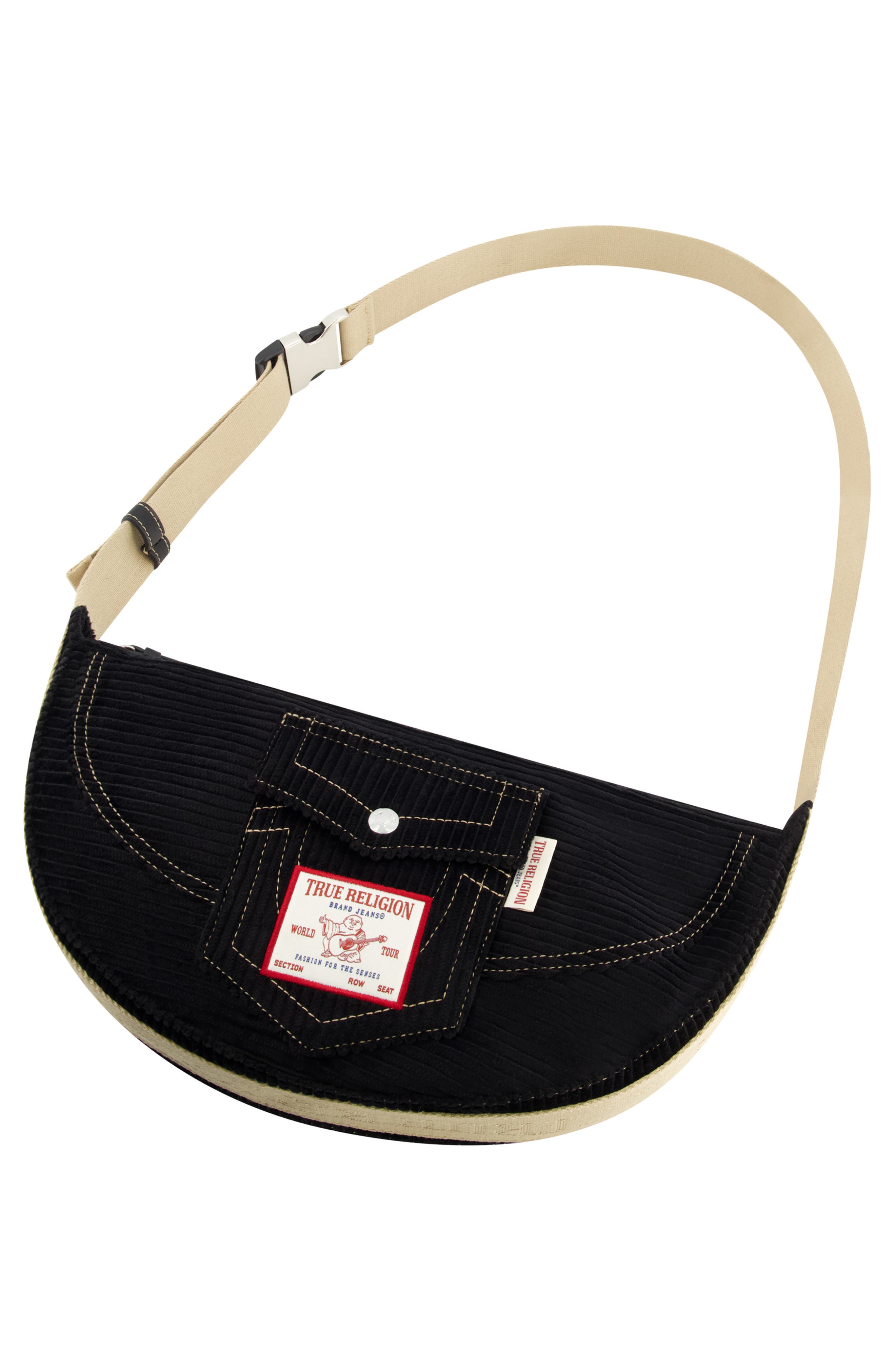 True Religion Corduroy Crossbody Bag, Alternate, color, Black