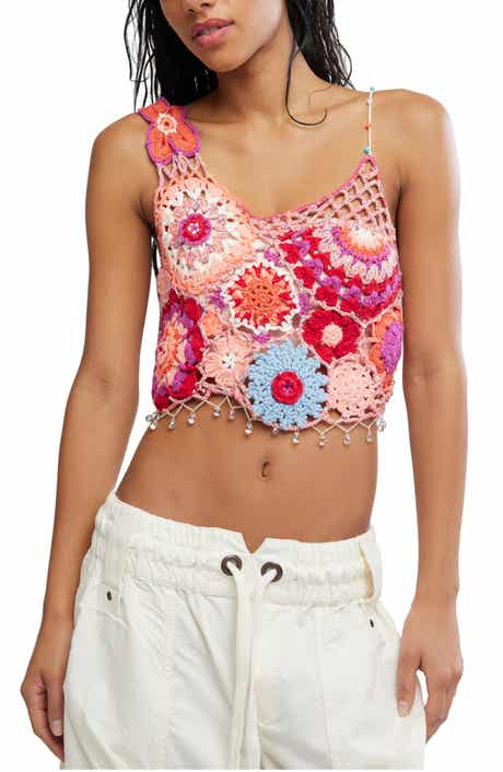Fiorella Crop Crochet Tank