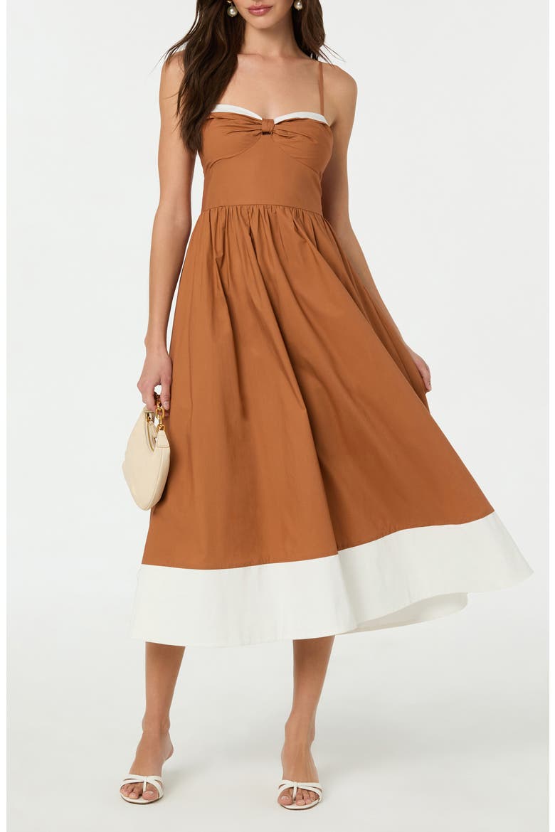 Contrast Detail Cotton Dress, Main, color, CAMEL