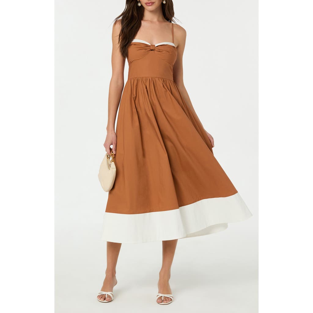 Astr The Label Contrast Detail Cotton Dress In Brown