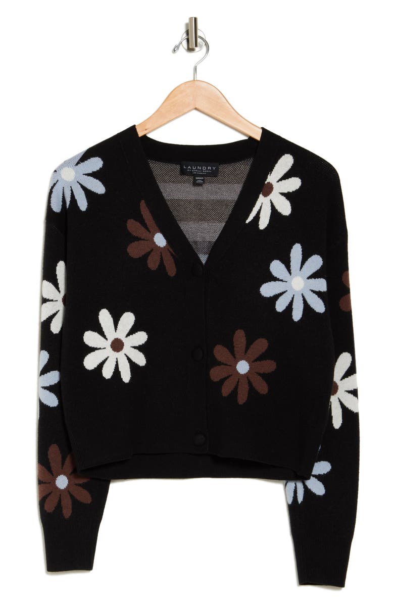 Laundry by Shelli Segal Flower V-Neck Sweater, Alternate, color, 