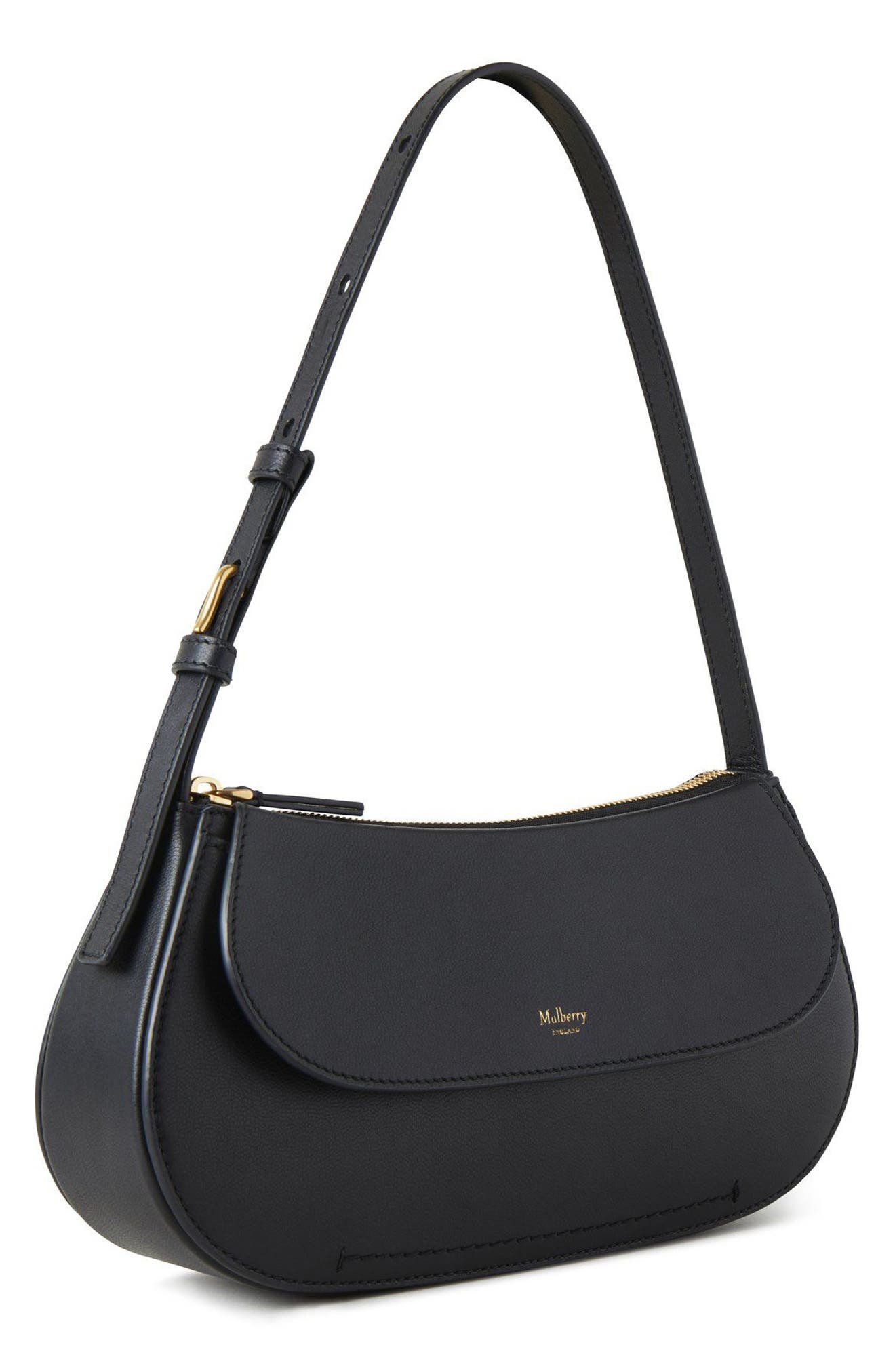 Mulberry Clovelly Leather Shoulder Bag, Alternate, color, Black